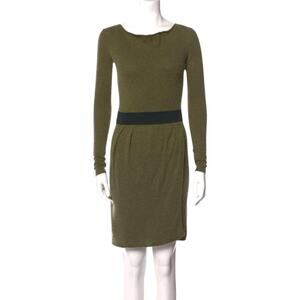 White + Warren Cashmere Silk Olive Green Sweater Dress size medium